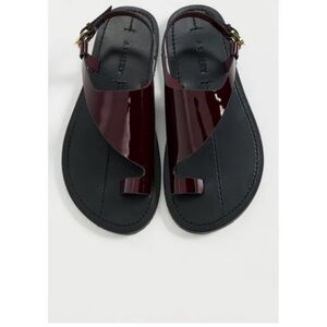 A. Emery Milne Patent Thong Slingback Sandals in Burgundy